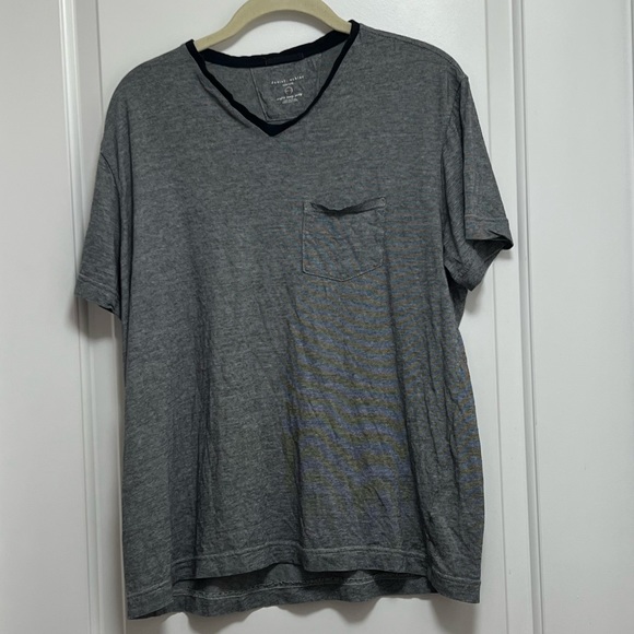 Daniel Buchler V Neck Striped Pima Cotton Blend Short Sleeve T-Shirt Size M. - Picture 1 of 4